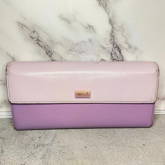 Agnes b. Lavender & Lilac Leather Long Wallet with Authenticity Card - Picture 2 of 14